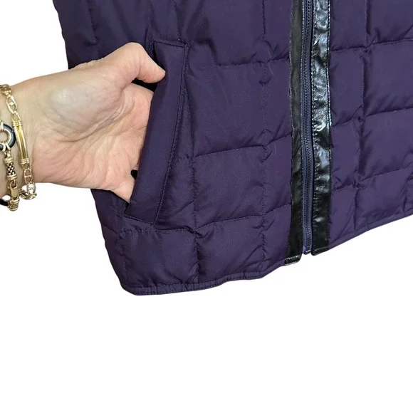 Charter Club Quilted Down Feather Vest Purple Zip Front Puffer Women's Small - Picture 2 of 5